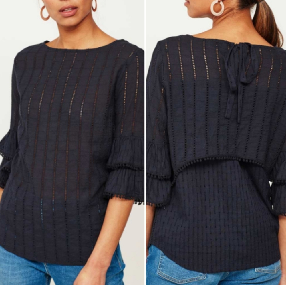 Mint Velvet Ink Frill Cuff Top